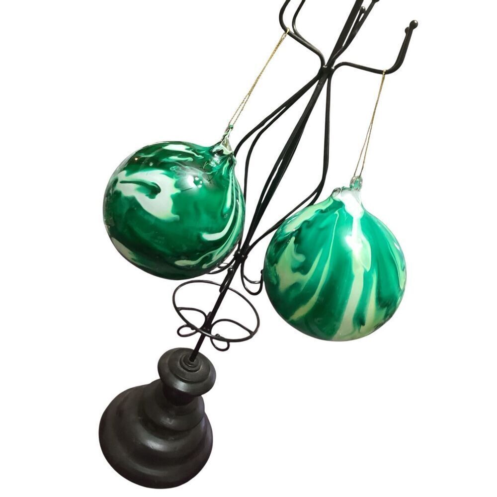Set of 2 Vintage Blown Glass Ornaments